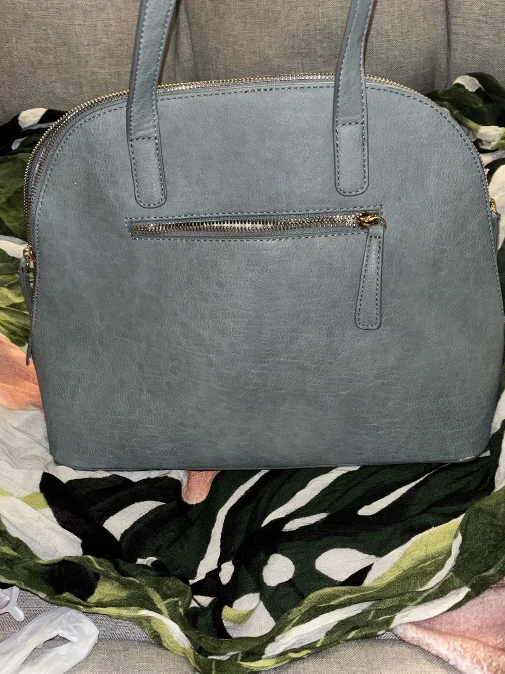 Madison West Light Blue Laser Cut Satchel Handbag